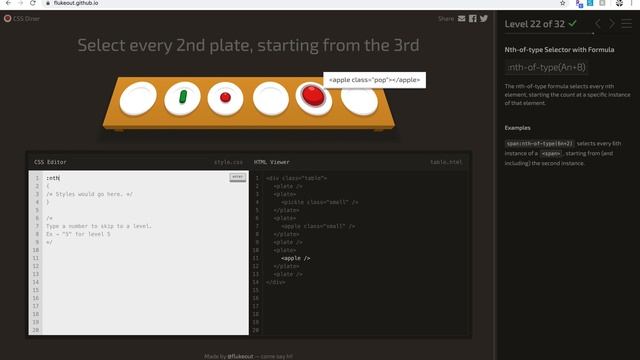 CSS DINER GAME SOLUTIONS - ( https://flukeout.github.io/ ) смотреть онлайн