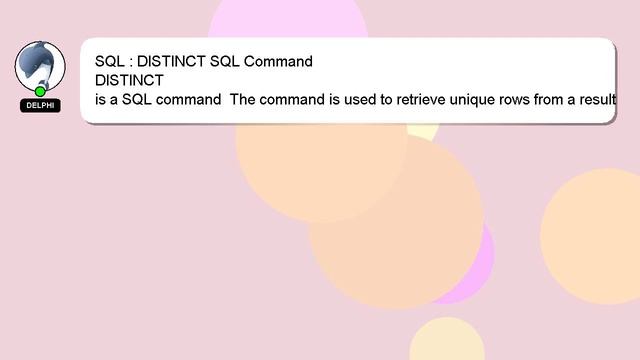 SQL : DISTINCT SQL Command смотреть онлайн