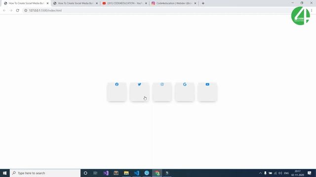 How To Create Social Media Buttons Hover Effect Only HTML and CSS | CSS Animation | Code4Education смотреть онлайн