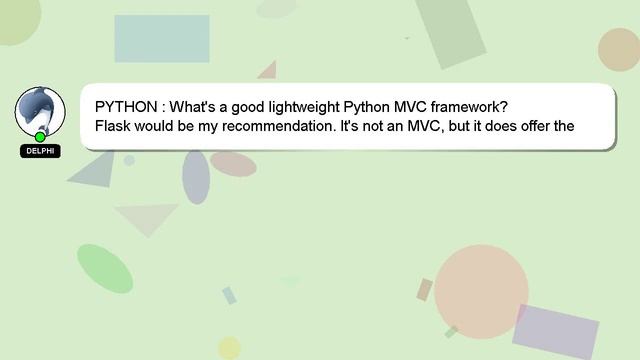 PYTHON : What's a good lightweight Python MVC framework? смотреть онлайн