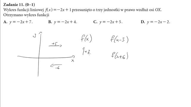 11 Wykres funkcji liniowej fx=−2x+1 przesunięto o trzy jednostki w prawo wzdłuż osi OX Otrzymano w смотреть онлайн