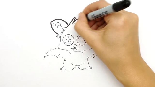 Как просто нарисовать милую Летучую Мышку | Рисуем простые рисунки на тему Хеллоуина #272 смотреть онлайн