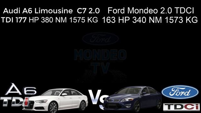 Audi A6 C7 2.0 TDI 177 HP VS Ford Mondeo MK4 2.0 TDCI 163 HP 0-100 Race смотреть онлайн