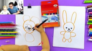Рисуем вместе! - Рисуем доброго зайчика фломастерами - РыбаКит