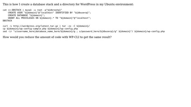 Wordpress: Automate dir and DB stack creation with WP-CLI смотреть онлайн