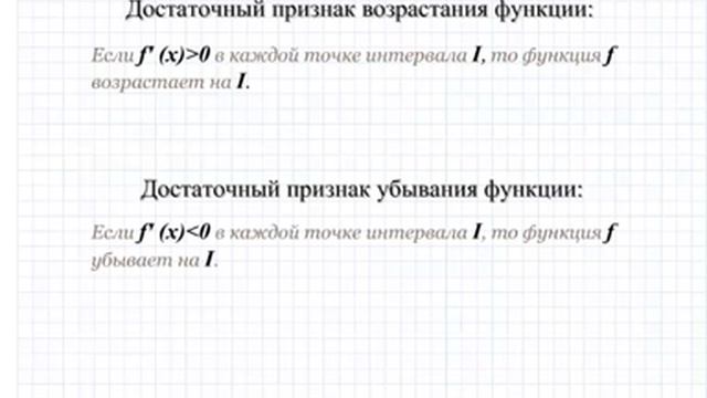 Промежутки возрастания и убывания функции. Применение производной. Видеосправочник по математике #1 смотреть онлайн