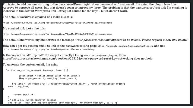 Wordpress: Custom password set/reset link in same URL format as default does't work смотреть онлайн