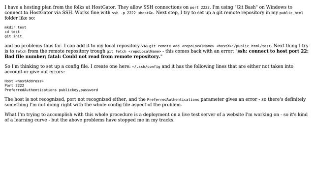 Git Bash not recognizing SSH config file parameters смотреть онлайн