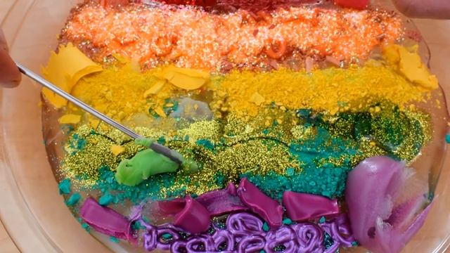 Skittles Rainbow - Mixing Makeup Eyeshadow Into Slime ASMR