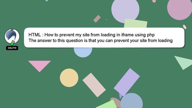 HTML : How to prevent my site from loading in iframe using php смотреть онлайн