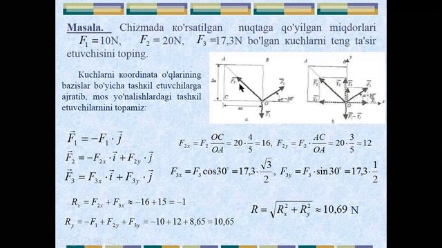 2 Maruza Kesishuvchi Kuchlar Sistemasining Muvozanati  N M