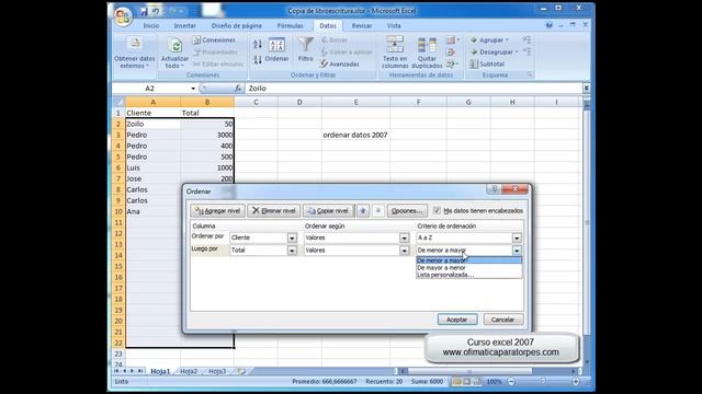 Curso excel 2007: ordenar datos смотреть онлайн
