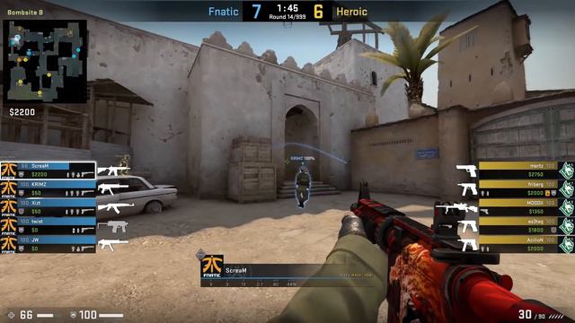 CS:GO POV Demo Fnatic ScreaM (24/20) vs Heroic (de_dust2) смотреть онлайн