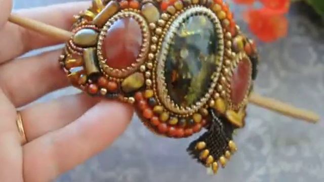 Заколка с янтарем (бисер) смотреть онлайн