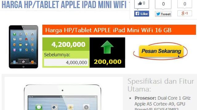 Harga HP: APPLE iPad Mini WiFi 16 GB смотреть онлайн