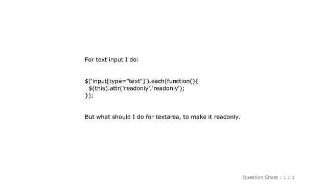 jQuery : Make textarea readonly with jquery смотреть онлайн