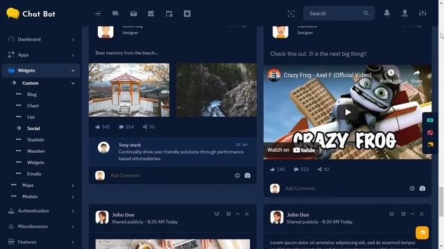 Chatbot Dashboard Bootstrap Admin Panel Template with Dark LTR Theme смотреть онлайн