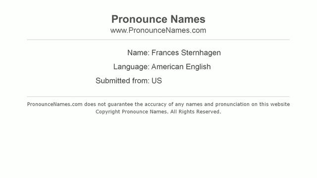How to pronounce Frances Sternhagen (American English/US) - PronounceNames.com смотреть онлайн