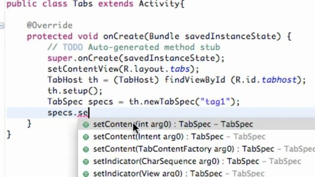 Android Application Development Tutorial 85 Setting up the TabHost in Java YouTube смотреть онлайн