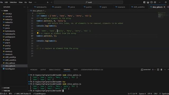 Splice & ToString Function Typescript смотреть онлайн