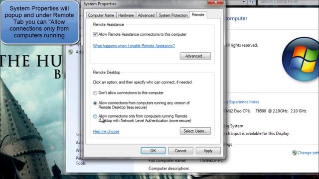 HOW TO ENABLE OR DISABLE REMOTE DESKTOP CONNECTION IN WINDOWS 7 смотреть онлайн