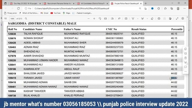 Punjab police| spu | php interview final merit list|| Sargodha interview final merit 2022 смотреть онлайн