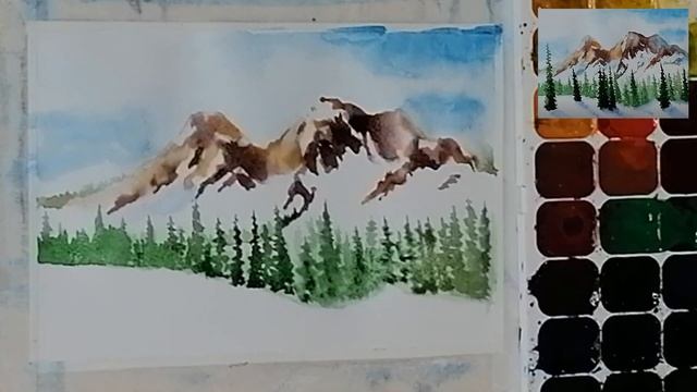 Как нарисовать реалистичный пейзаж акварелью Горы Рисуем с Любовью смотреть онлайн