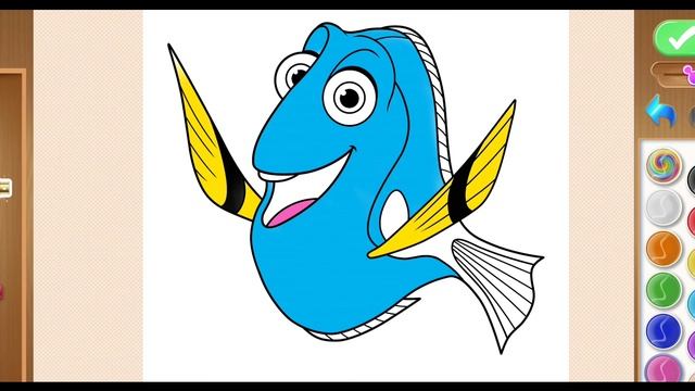 Dory the forgetful fish 'FINDING DORY' drawing and Coloring using Disney Coloring Book смотреть онлайн