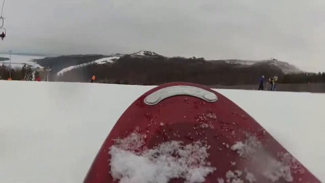 Спуск на Свияжских холмах - камера улетела | Active camera crashes during downhill skiing смотреть онлайн