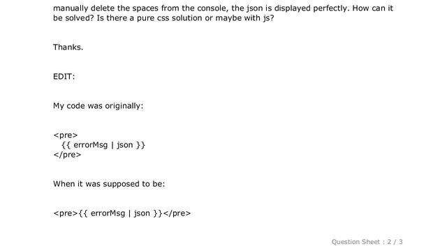 HTML : angular 4 json pipe - spaces not trimmed in pre tag смотреть онлайн