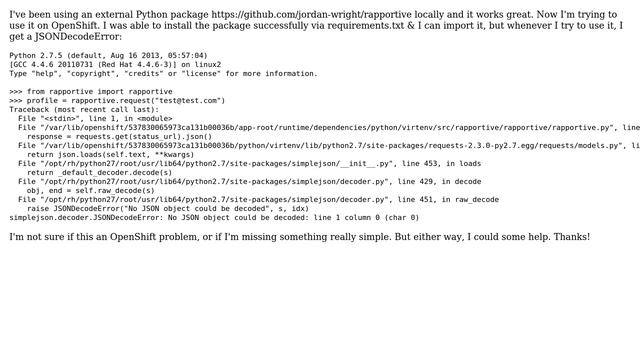 Simplejson Error on Openshift смотреть онлайн