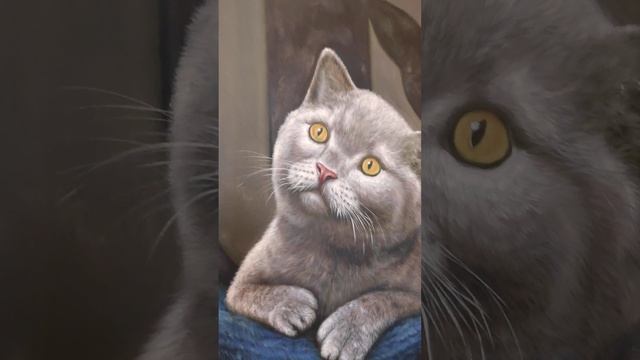 Картина маслом на холсте Кошка (Кот) - Oil painting on canvas Cat смотреть онлайн
