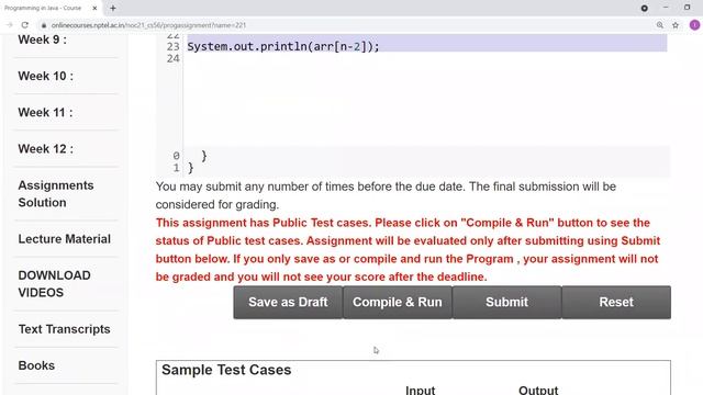 Programming in Java | NPTEL | Online Programming Test | First Session ( 10.00 AM - 12.00 PM) смотреть онлайн