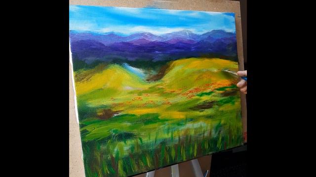 Поле с маками, Тоскана Живопись маслом Field with poppies, Tuscany Oil painting смотреть онлайн