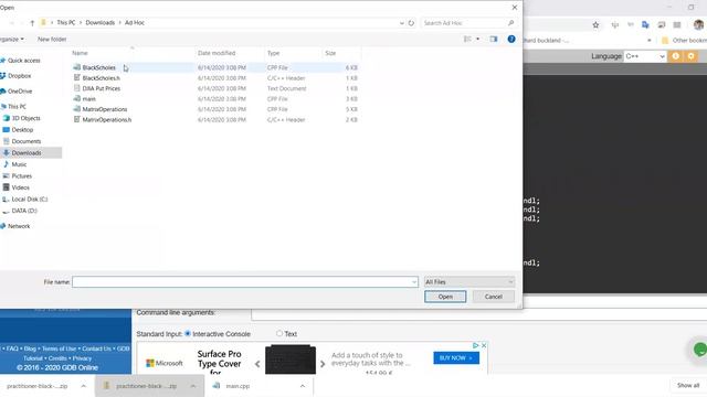 Uploading the ad hoc Black Scholes C++ header and source files to OnlineGBD смотреть онлайн