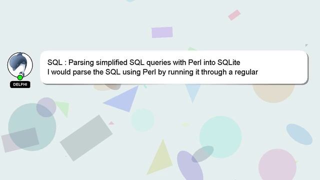 SQL : Parsing simplified SQL queries with Perl into SQLite смотреть онлайн