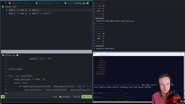 Advent of Code 2022 - Day 14 (Python) смотреть онлайн