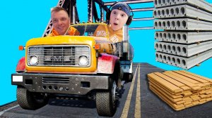 ПОСТРОИЛИ МОСТ Везём Доски на ГРУЗОВИКЕ !!! ИГОРЬ и папа в SNOWRUNNER