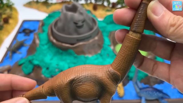 Dinosaur Island With Volcano Eruption! Sea Dino, T-Rex, Brachiosaurus Dino Play смотреть онлайн