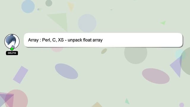 Array : Perl, C, XS - unpack float array смотреть онлайн