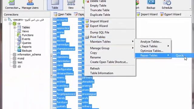 طريقه اصلاح جداول لعبتك او اصلاح Database الداتا بيز من navicat النفى كات - فى بى اس كايرو смотреть онлайн