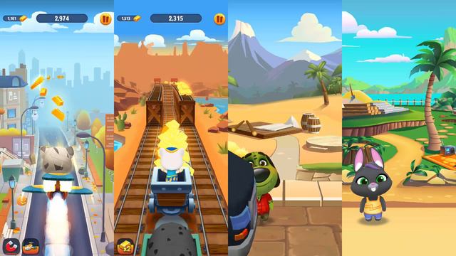 Talking Tom Gold Run Mummy Tom vs Genie Angela vs Zombie Ben vs Talking Becca Android Gameplay смотреть онлайн