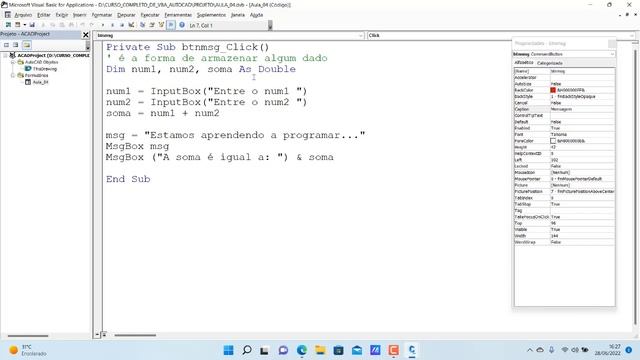 CURSO COMPLETO DE VBA PARA AUTOCAD E AUTOCAD CIVIL AULA06 смотреть онлайн