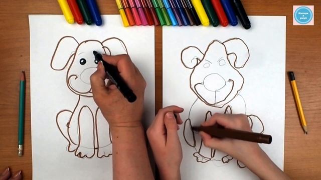 Как нарисовать собачку. Рисуем вместе с детьми. смотреть онлайн