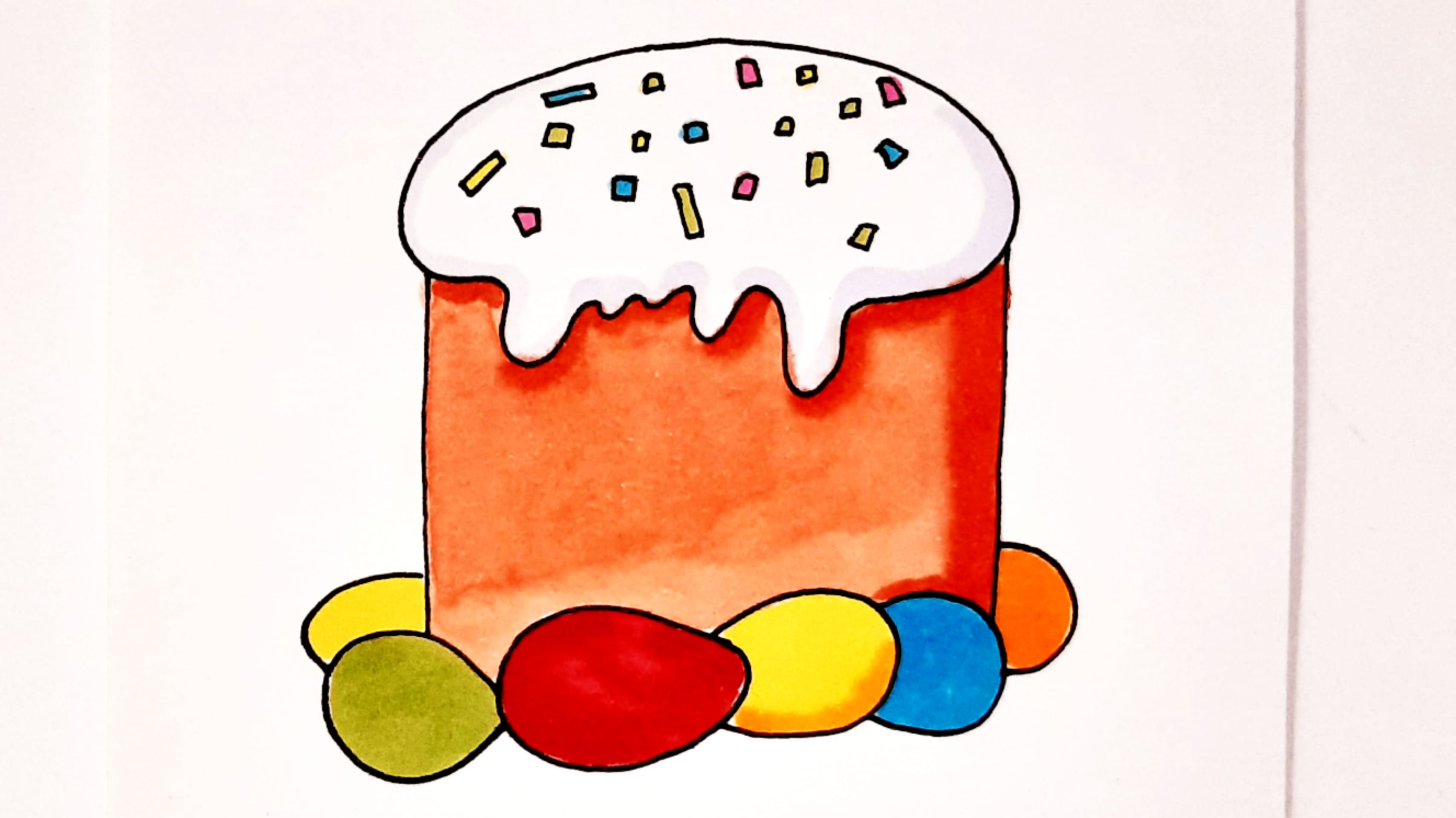 Как нарисовать ПАСХАЛЬНЫЙ КУЛИЧ, РИСУНКИ НА ПАСХУ смотреть онлайн