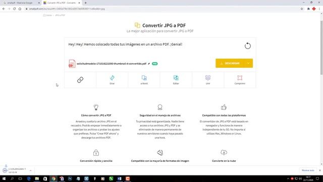 Cómo Convertir JPG a PDF Sin Programas (Smallpdf) смотреть онлайн