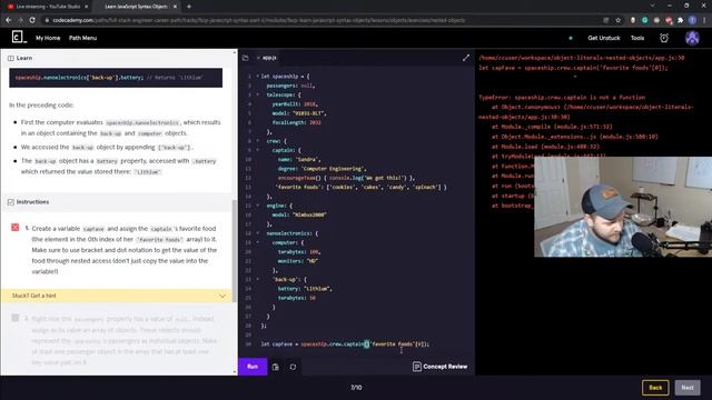 CodeCademy Full-Stack engineer pro course: JavaScript Objects! смотреть онлайн