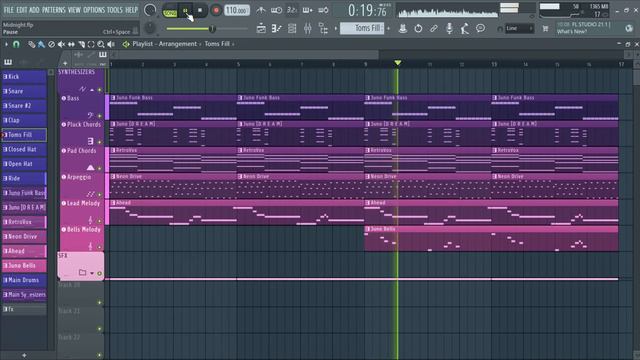 Создание Synthwave трека в FL Studio 21 с помощью стандартного синта FLEX и бесплатного семпл-пака смотреть онлайн
