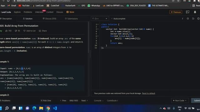 #1 (1920) Build array from permutation #leetcode смотреть онлайн