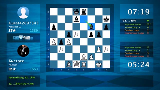До последней секунды Анализ шахматной партии: Быстрее - Guest42897343, 1-0 (по ChessFriends.com) смотреть онлайн